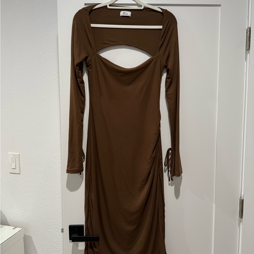 Oh Polly Chocolate Long Sleeve Dress